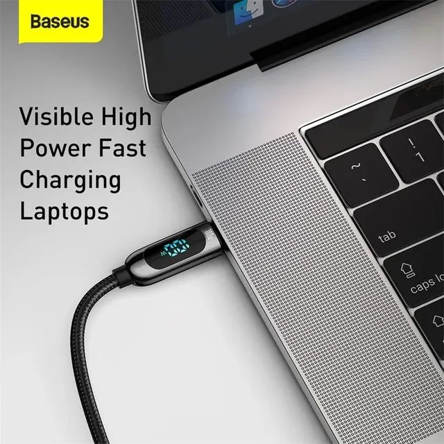 Cabo USB turbo Baseus tipo C para C 100w 5A display 2M - Foto 2