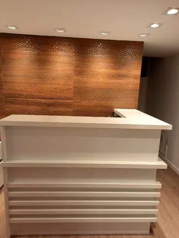 balcão L ripado branco 150/90