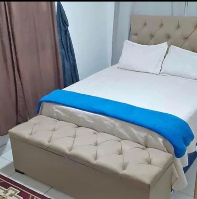 Cama casal box , cabeceira e Puff baú  - Foto 2