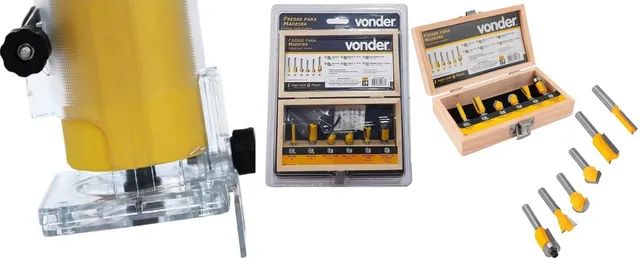 Kit com Tupia Laminadora de 6mm 500W 220v + Estojo Fresas Vonder 6 peças 6mm - Foto 4