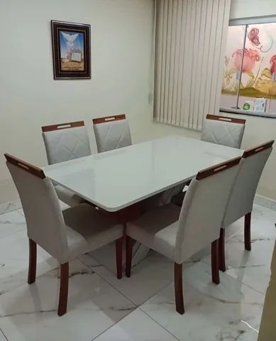 conjunto de mesa 6 lugares quadrada pronto entrega 