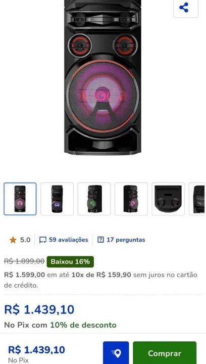Torre de Som Acústica LG XBOOM RNC7(ACEITO PROPOSTA DINHEIRO). - Foto 6