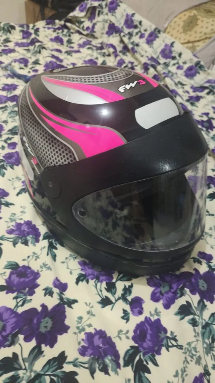 Capacete FW3 Moto Rosa e Preto