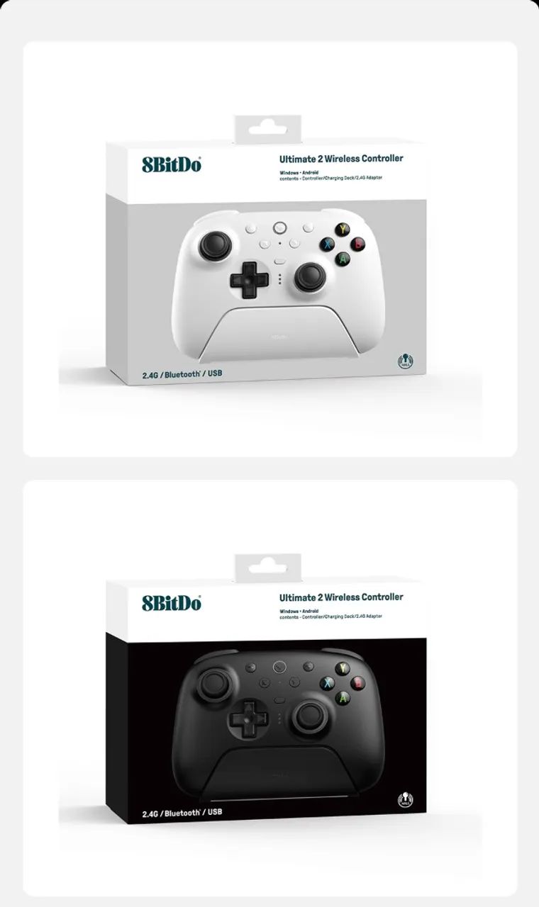 Controle 8BitDo Ultimate 2 Wireless Hall Effect Roxo - Preto - Branco - Lacrado - Original - Foto 2