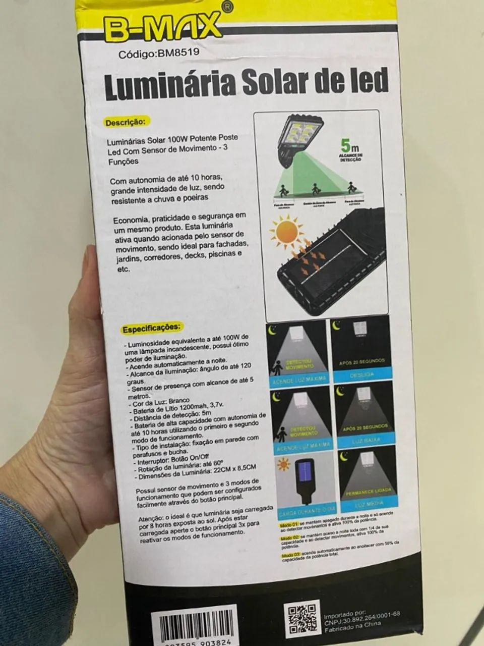 Luminaria Led Solar - Potente - Sensor de Presença Refletor Loja Coimbra Comptadores  - Foto 4