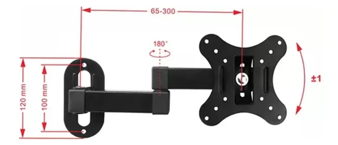 Suporte Monitor Articulado Parede Painel Tv 14 19 22 27 Pol Cor Preto - Foto 4