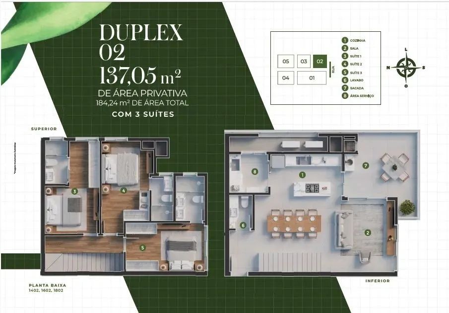 ED. MORADA DE GAIA | 03 SUÍTES | APTO DUPLEX | 137 M² PRIVATIVOS | 02 VAGAS - Foto 2