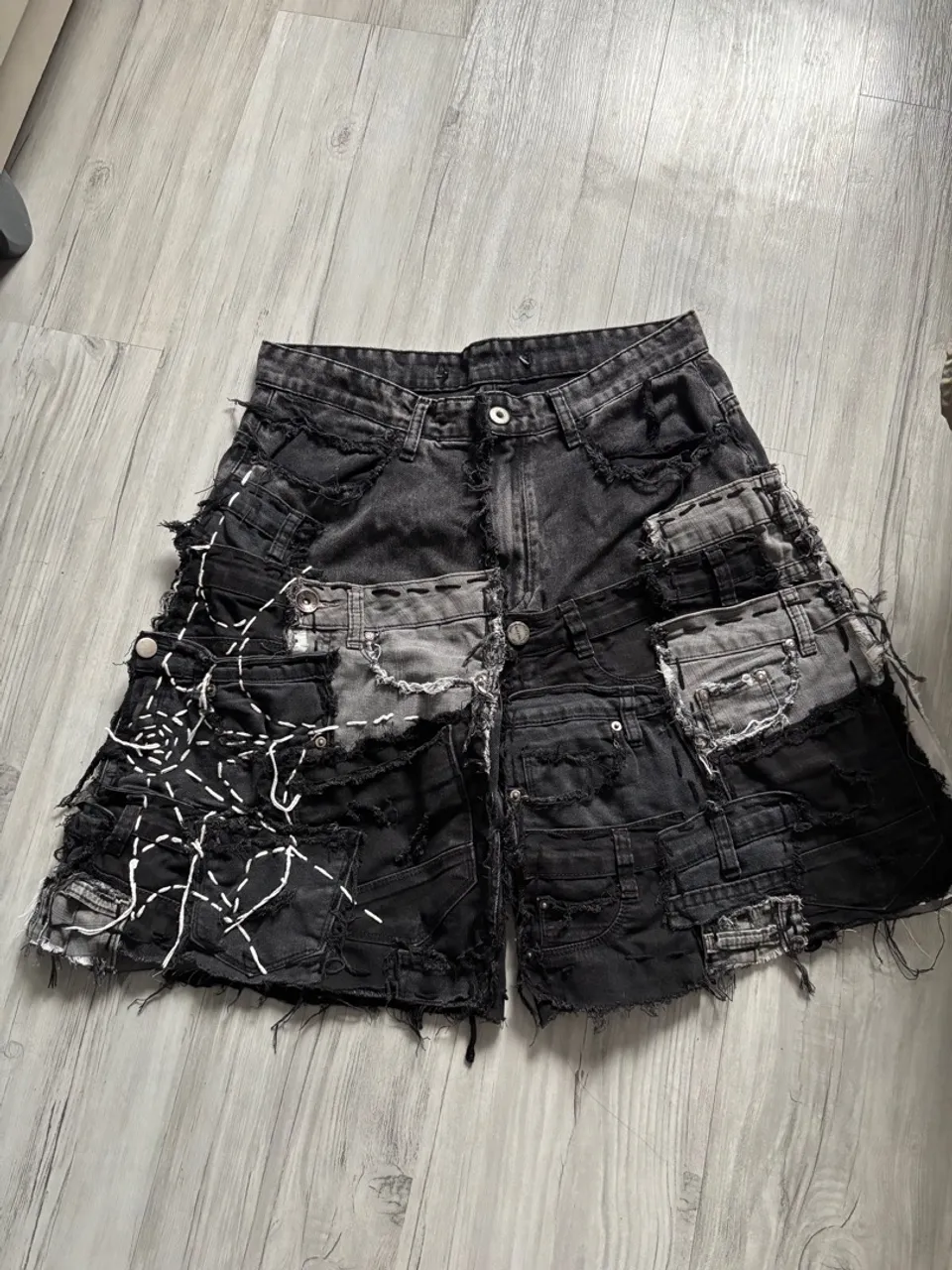 Jorts Patchwork spider costurado a mão estilo cypriano