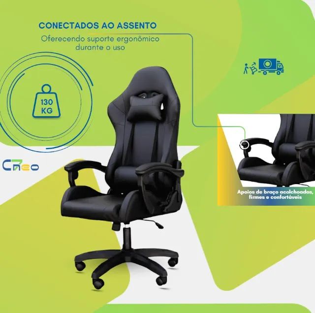 Cadeira Gamer Setup Gamers Profissional Ergonômica Confortável Presidente C7 Neo - Preta - Foto 5