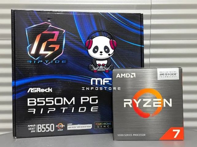 Kit B550 AsRock Riptide + Ryzen 7 5700X3D - NOVOS