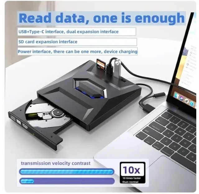 Gravador de CD e DVD externo unidade óptica Super Drive para PC e Notebook - Foto 3