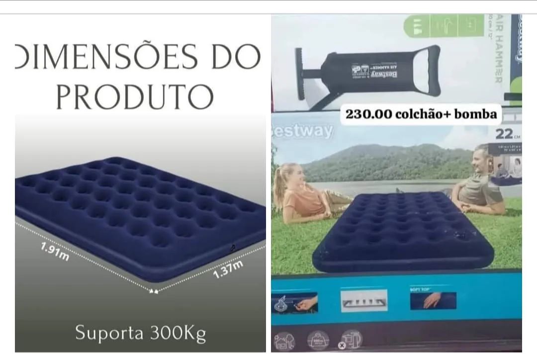 Colchão Inflável para Camping -  Suporta 300kg
