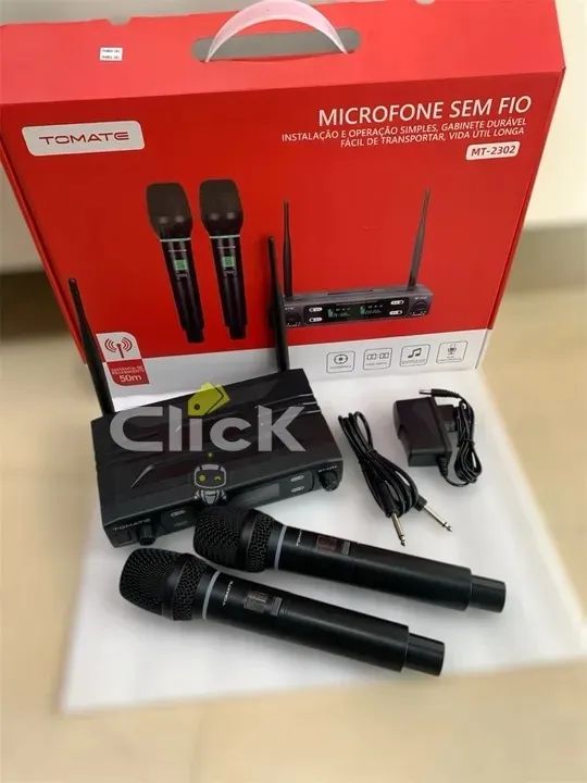 Microfone Sem Fio Wireless Profissional Mt-2302 Uhf - Tomate - Foto 3