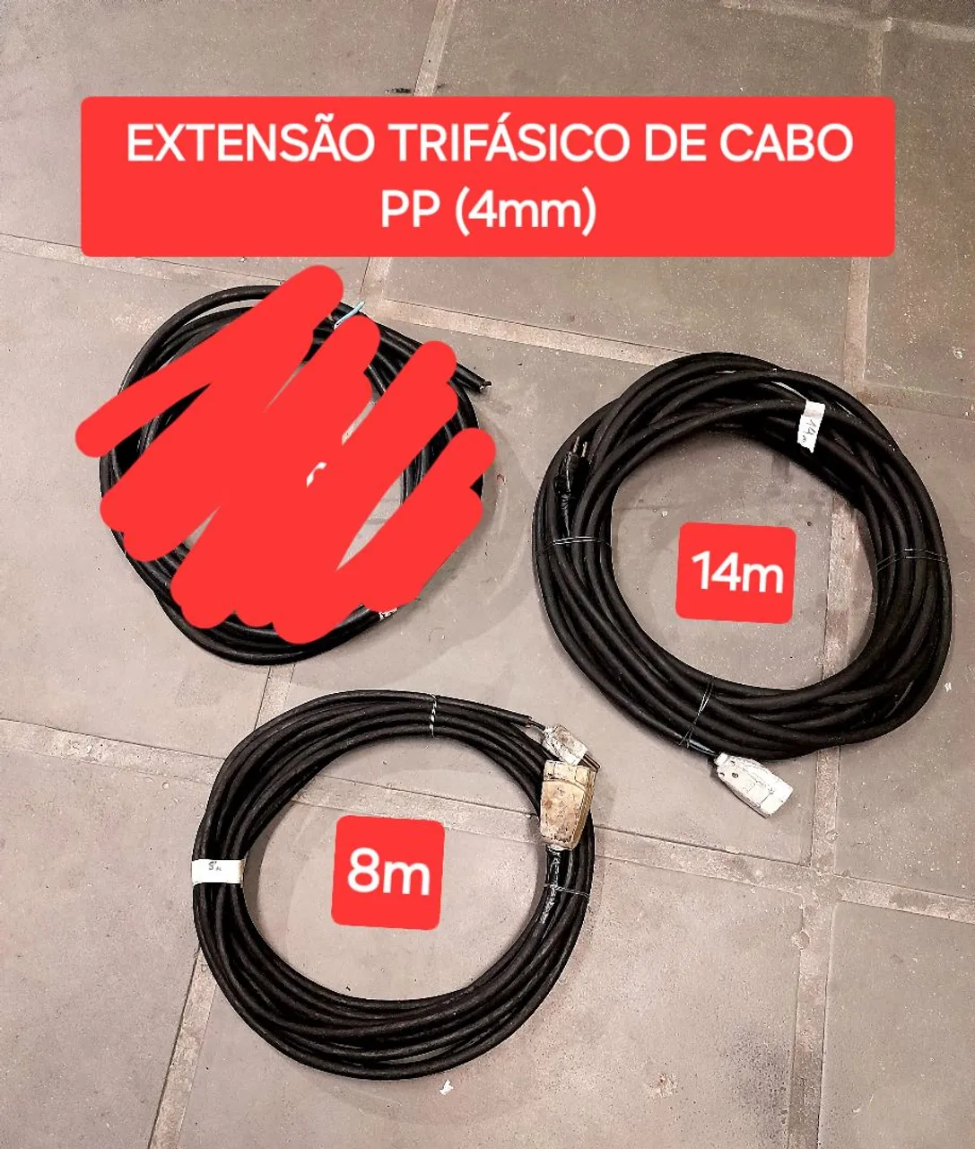 Extensão Trifásica de Cabo PP (4mm) - 8m e 14m