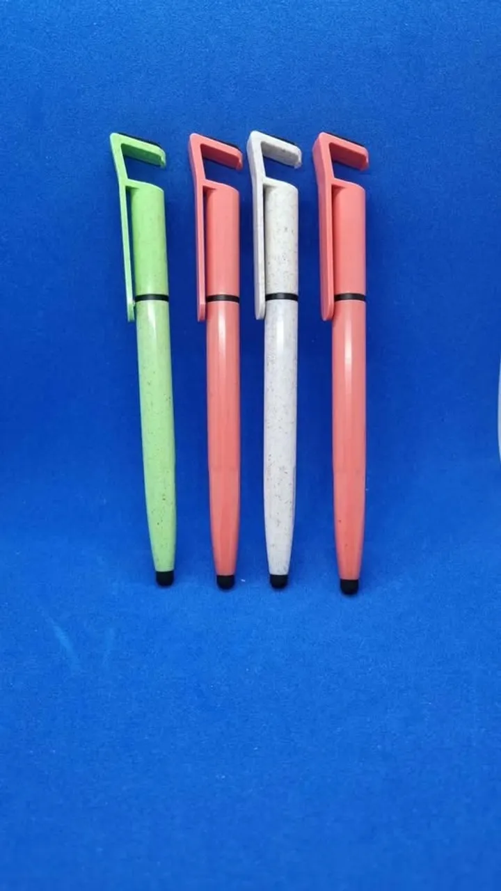 - Caneta 3 em 1 Touch + Esferográfica Azul + Suporte de Celular - Kit com 4!