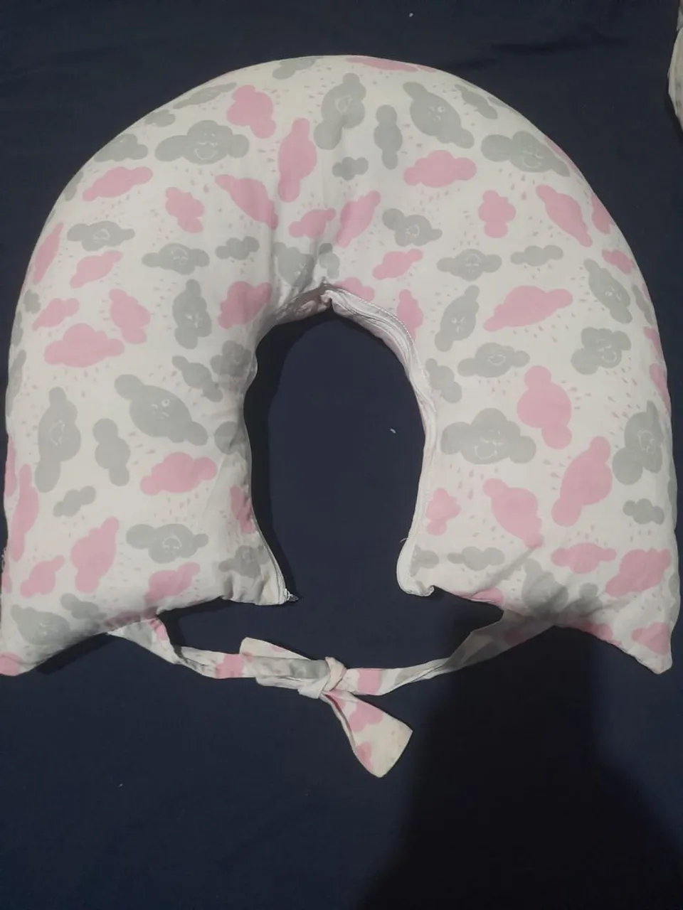 Almofada de Amamentação Nuvem Rosa e Cinza
