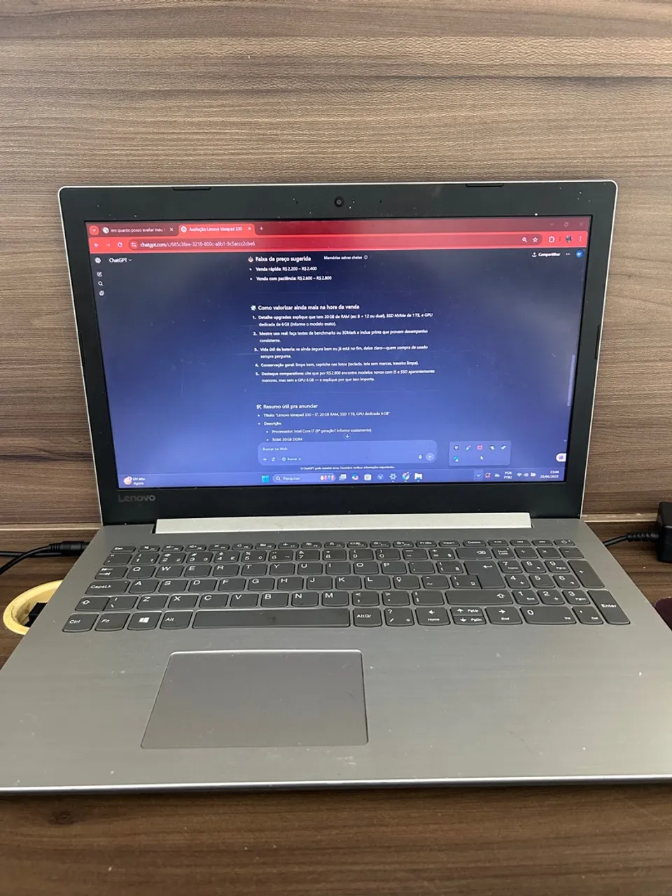 Notebook Lenovo Intel i7 20GB RAM, 1TB SSD, PLACA DE VÍDEO 6GB