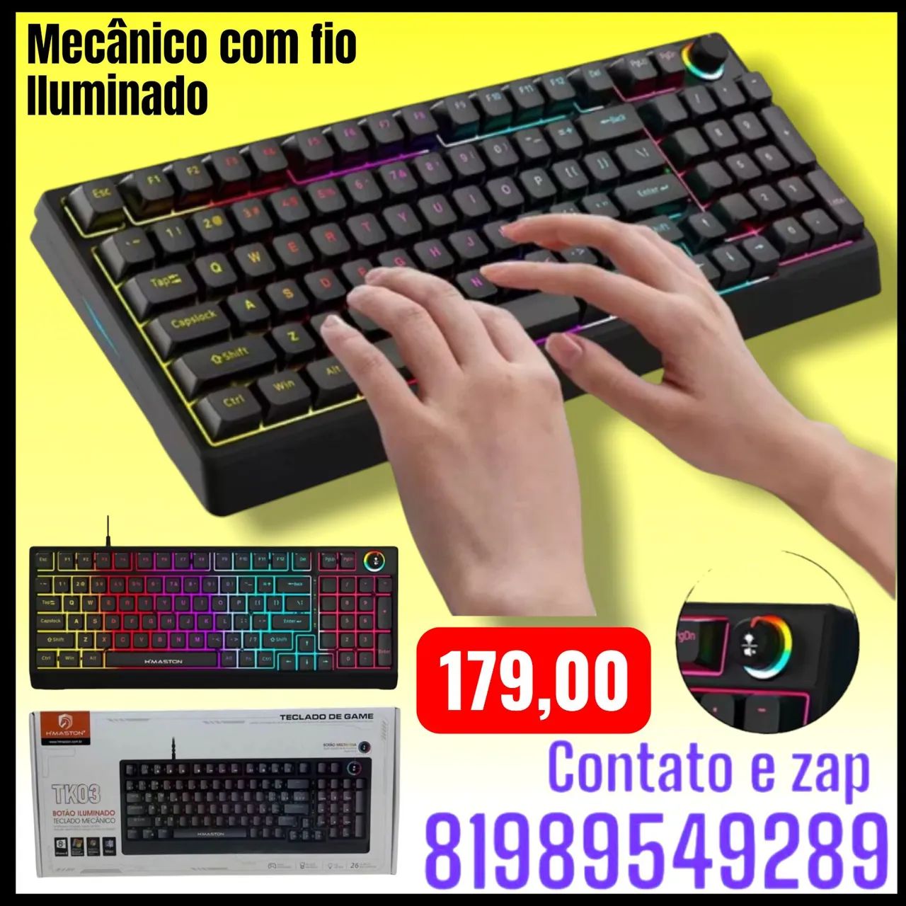 teclado mecânico gamer H'maston TK03
