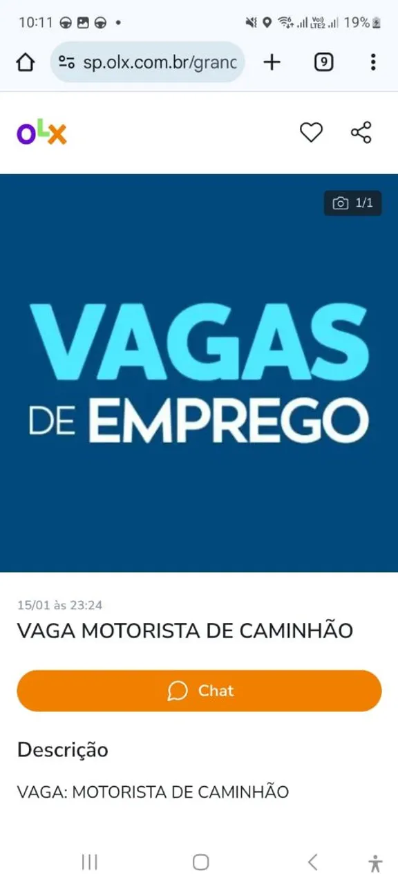 VAGA MOTORISTA DE CAMINHÃO