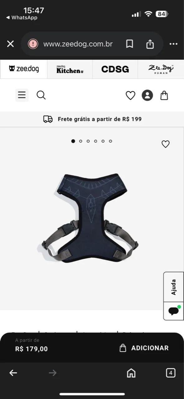 Acessórios Zeedog (novos) - peitoral, guia e coleira 