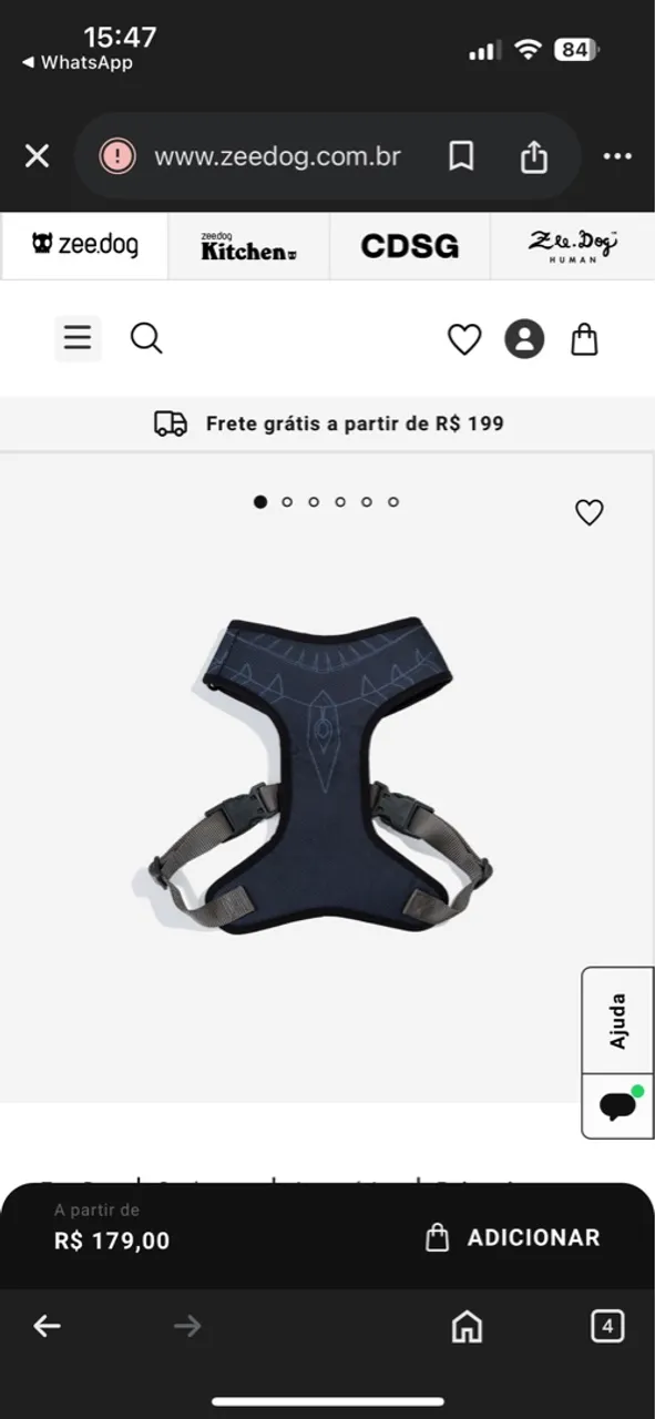 Duas peitorais, uma coleira e uma guia. Todas lacradas