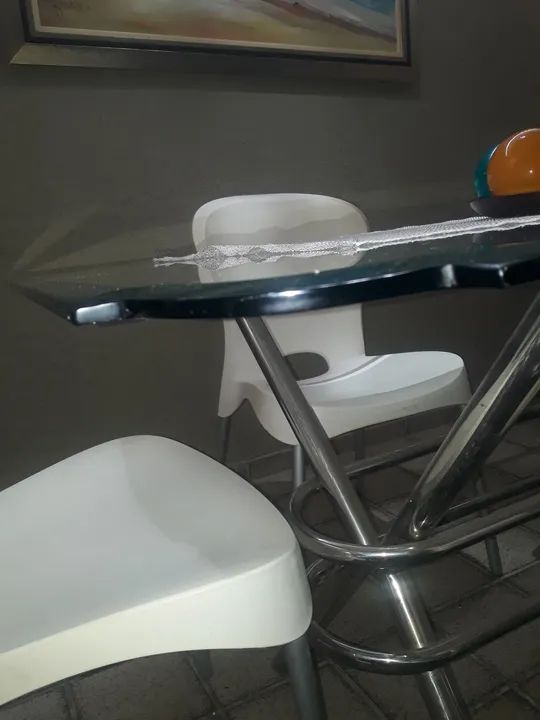Conjunto de Mesa de Jantar de Vidro com 4 Cadeiras - Foto 3