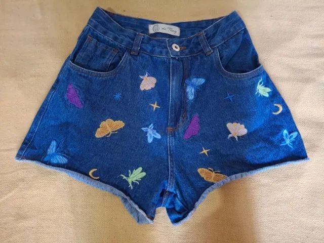 Short jeans bordado veste 38/40