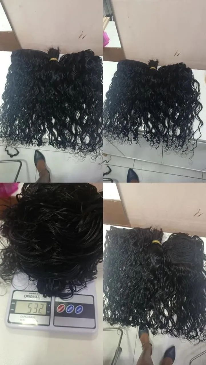 Cabelo humano 55 cm cacho caipira