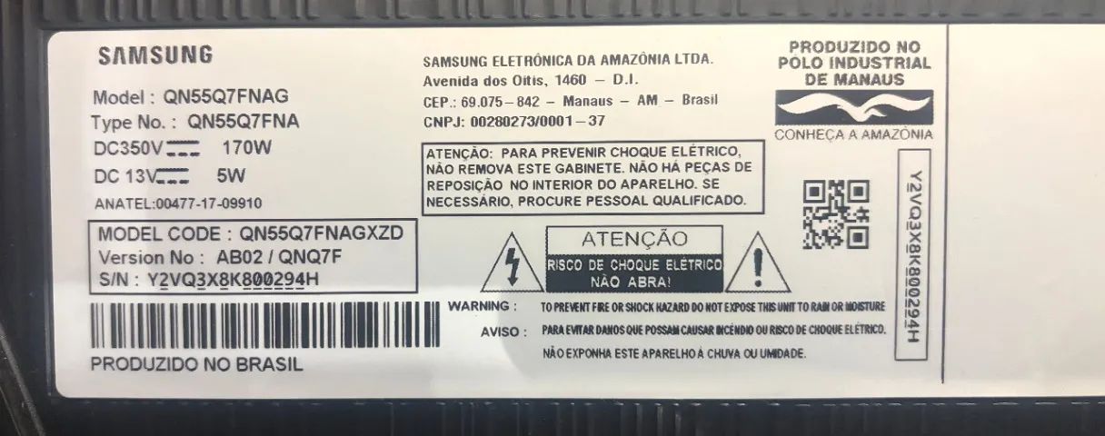 TV Samsung QLED 55" QN55Q7FNAG - Com defeito - Foto 2
