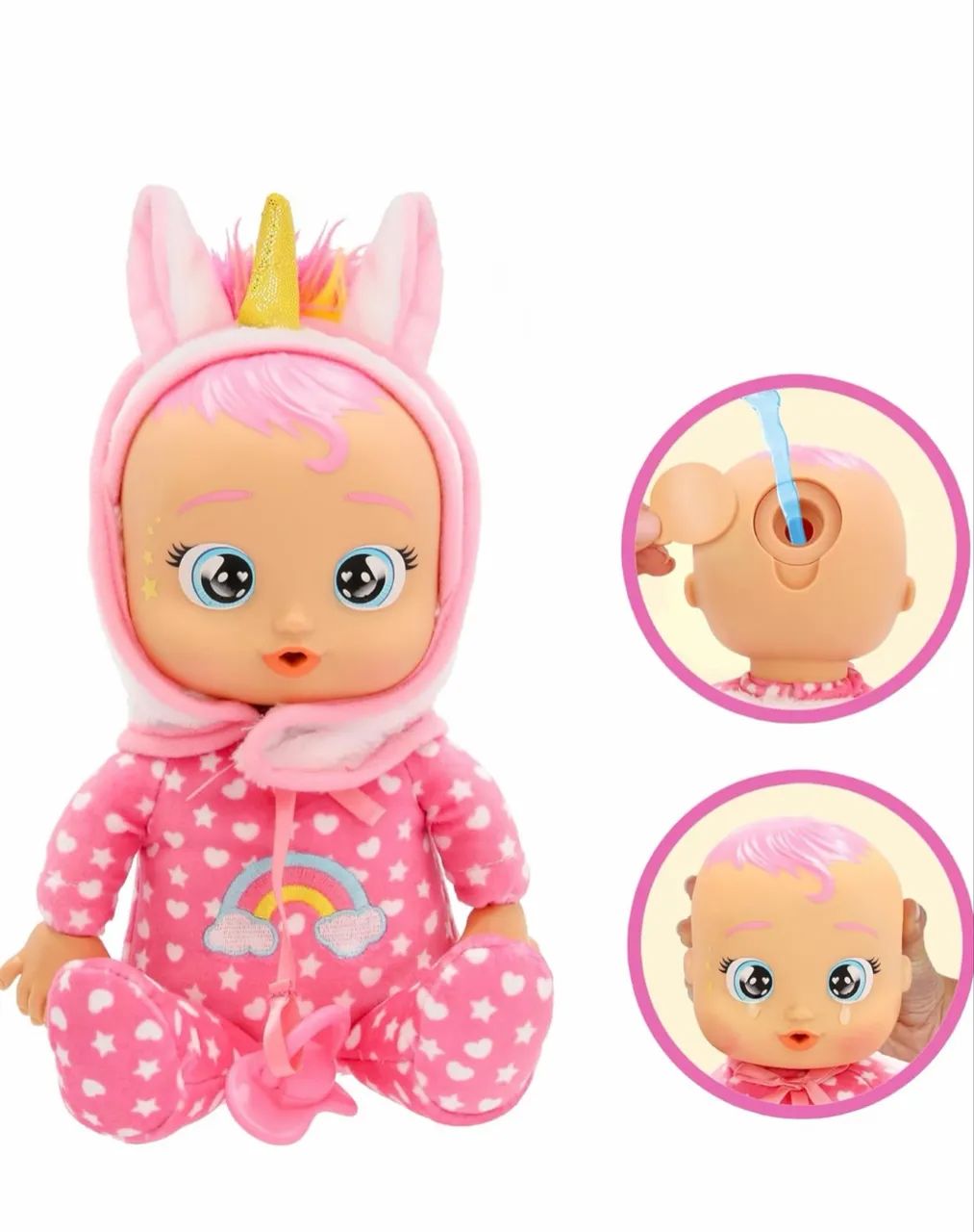 Boneca cry babies tiny cuddles unicórnio com chupeta  - Foto 3