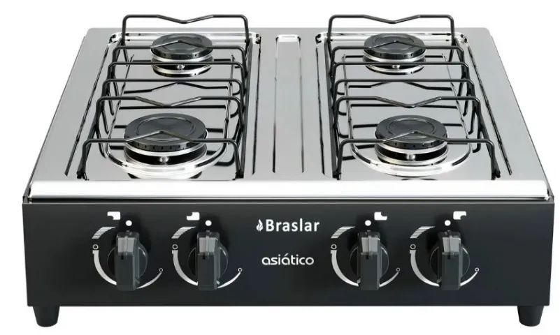Fogão Asiático Braslar de Embutir 4 Bocas Gás