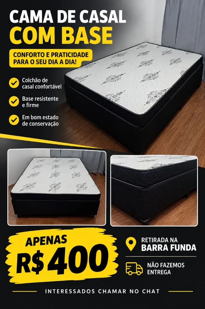 Vendo Cama de Casal com Base ( 1 ano de Uso)