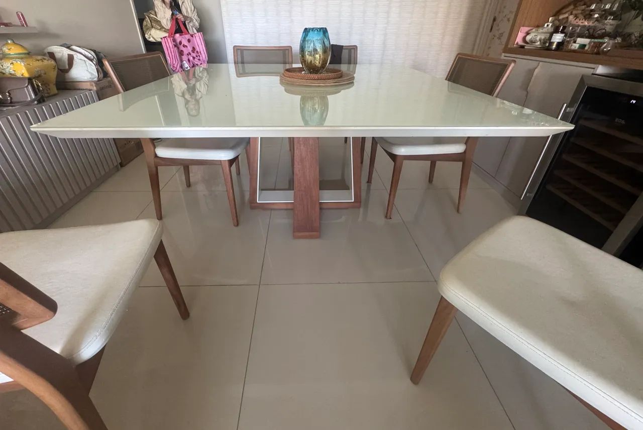 Mesa quadrada com tampo de vidro1.5x1.5m - Foto 2
