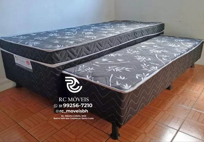 Cama Solteiro com Auxiliar Bibox 88x1.88 D33 Completa 2 Camas Compacta