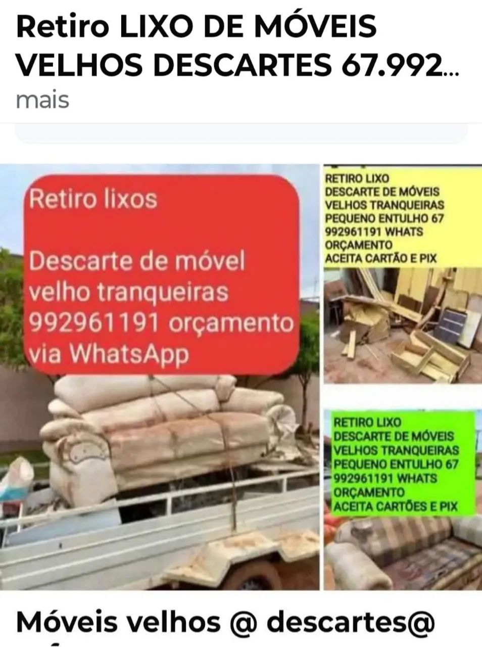 Sofá velho removedor móveis velhos lixo entulho sofa 