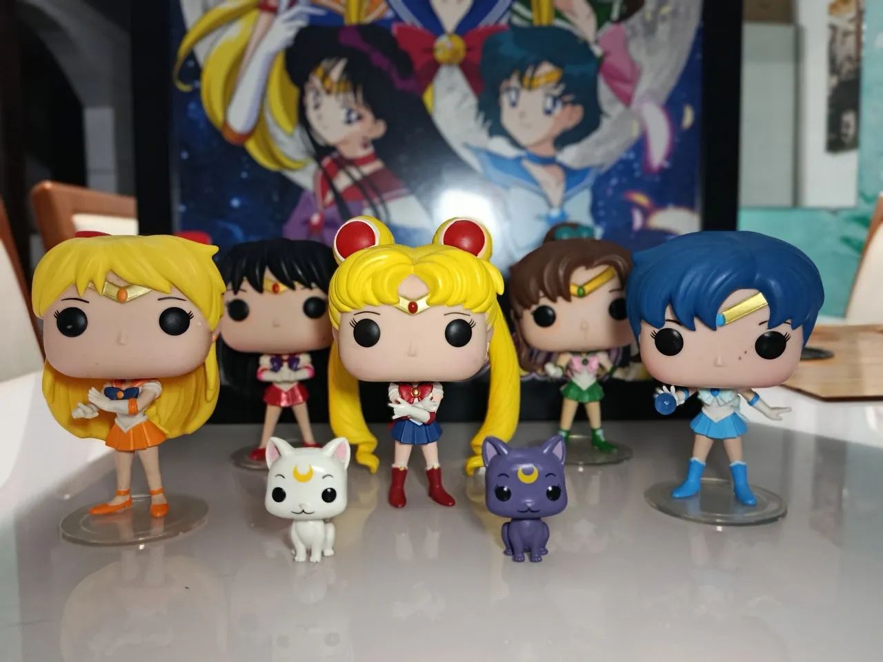Funko Pop Sailor Moon - Moon, Mercury, Mars, Jupiter e Venus + Gatos Luna e Artemis - Foto 2