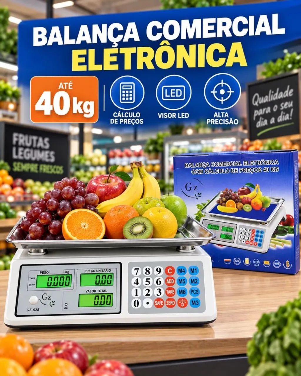 Balança comercial 40kg visor duplo