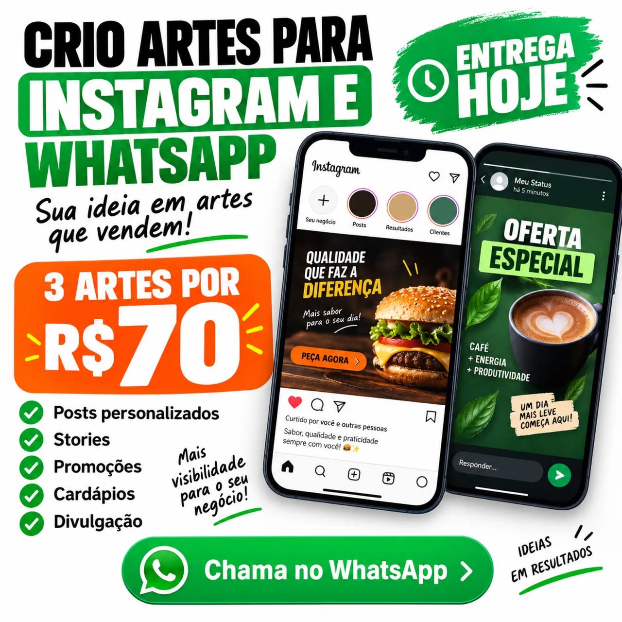Crio artes para Instagram e WhatsApp - entrega hoje