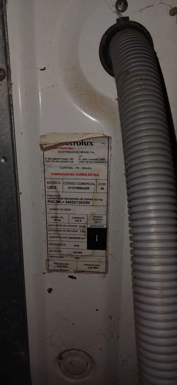Lava e seca 12kg Electrolux 