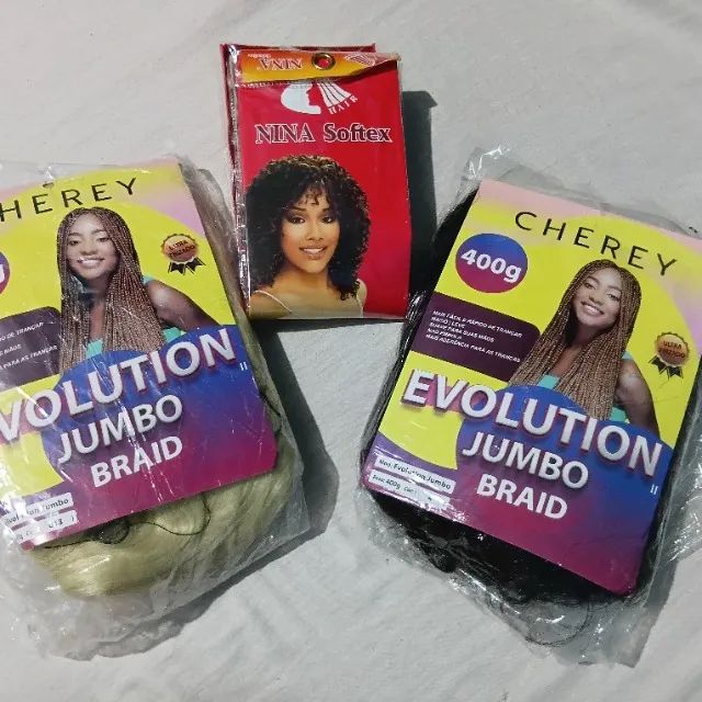 Kit com 2 Jumbo para tranças Cherey e um pacote de cachos Nina Softex - Foto 3