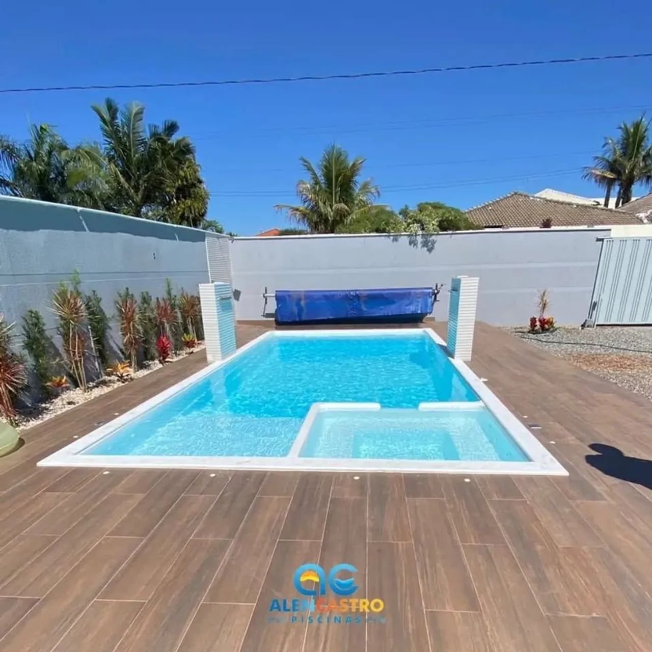 Piscina de led e cascata com SPA 9x4 + brinde - Área Externa