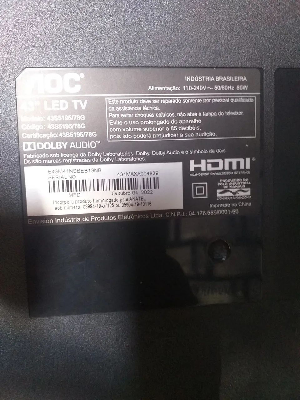 Tv smart hoku TV aoc 43 polegadas  obs a Tela não estar trincada  - Foto 2