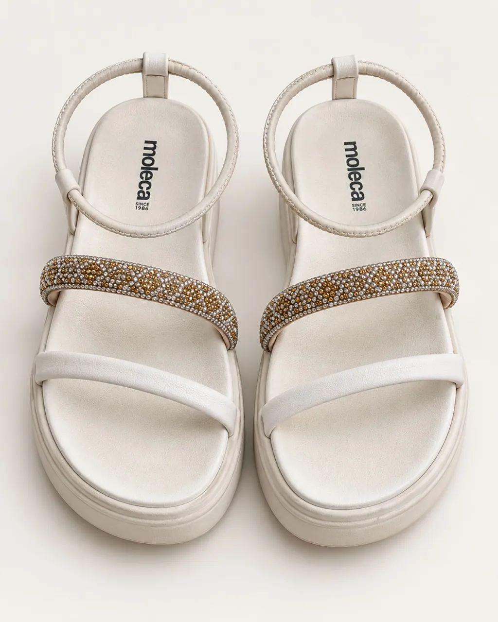 Sandália Moleca Branca com Strass 36