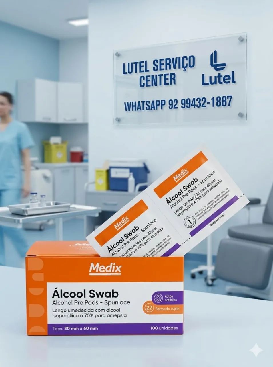 LENÇO UMEDECIDO MEDIX ÁLCOOL SWAB CX C/100 UNIDS