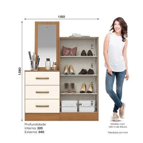 Cômoda/Multiuso B700 com Espelho - Entrega/Montagem Grátis para Fortaleza - Foto 3