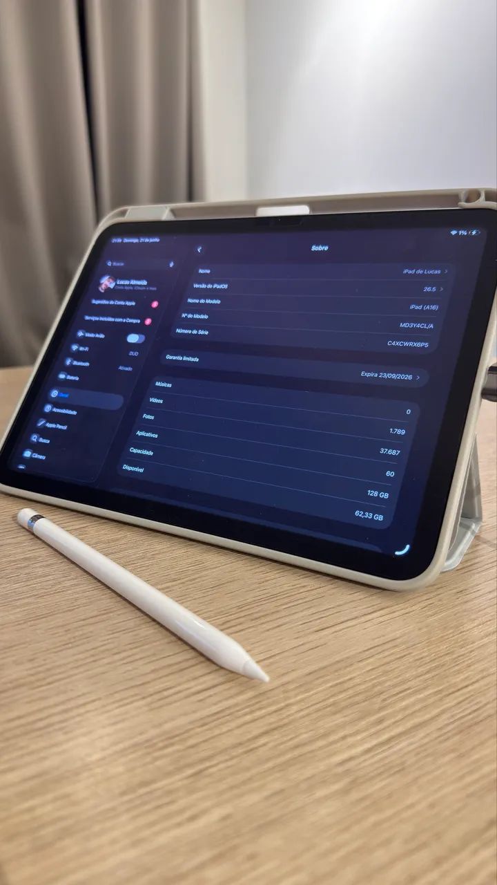 Ipad 11 (A16) 128GB + Apple Pencil 1ª geração - Foto 3