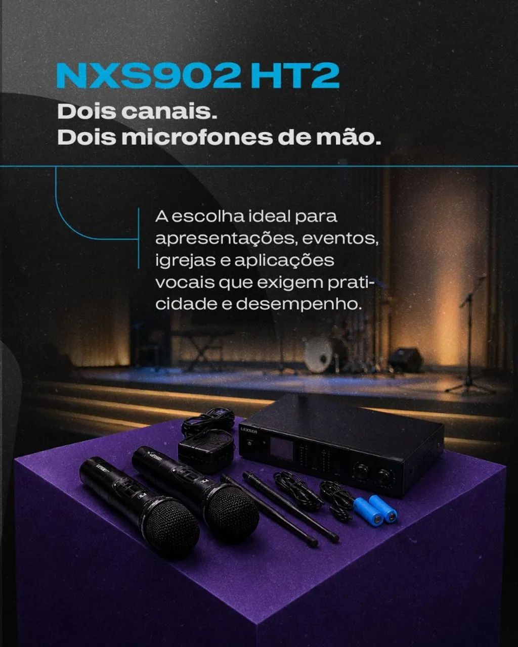 Microfone sem Fio Duplo Lexsen NXS902C HT2 Recarregável  - Foto 5