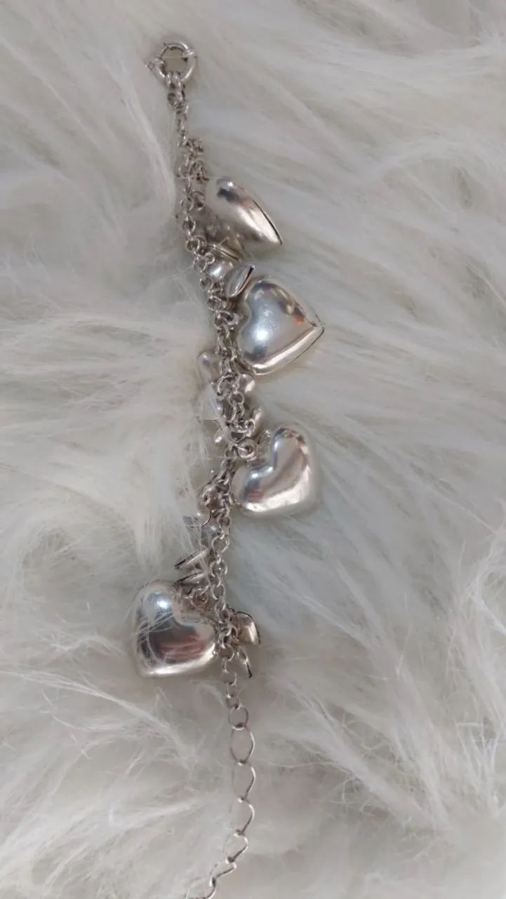 Pulseira vintage heart puff prata - Foto 2