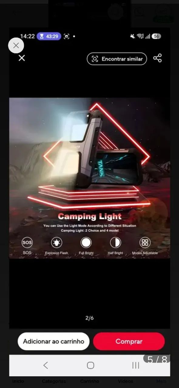Projetor Smartphone Tank 2 Unihertz Bateria 18 Mil Camping (Usado)