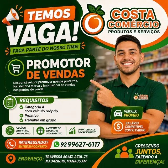 Vaga de Promotor de Vendas
